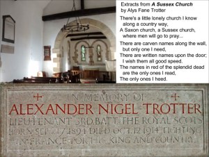 Memorial to Alexander Nigel Trotter at St Agatha's Church, Coates, Sussex