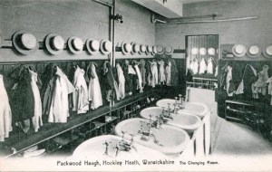 Postcard of changing rooms at Packwood Haugh