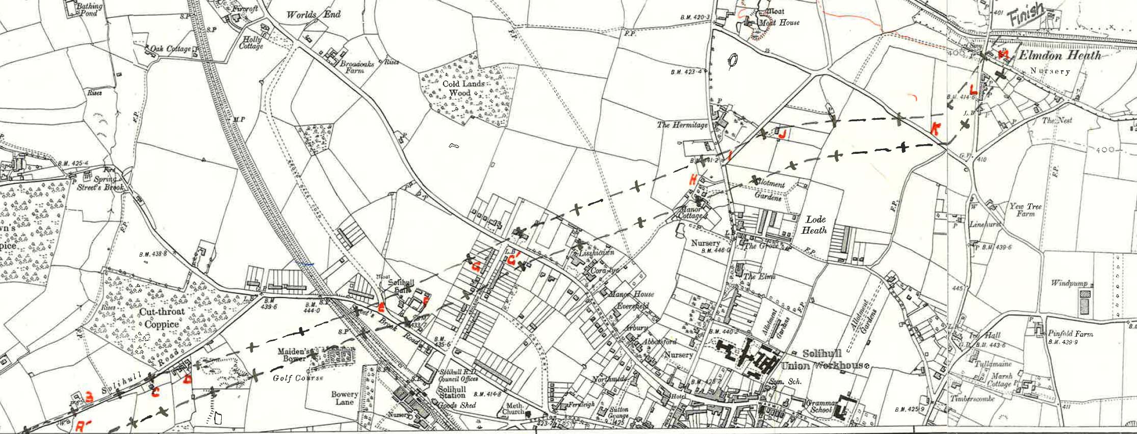 Map showing the progress of the whirlwind