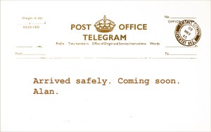 Arrived safely. Coming soon. Alan