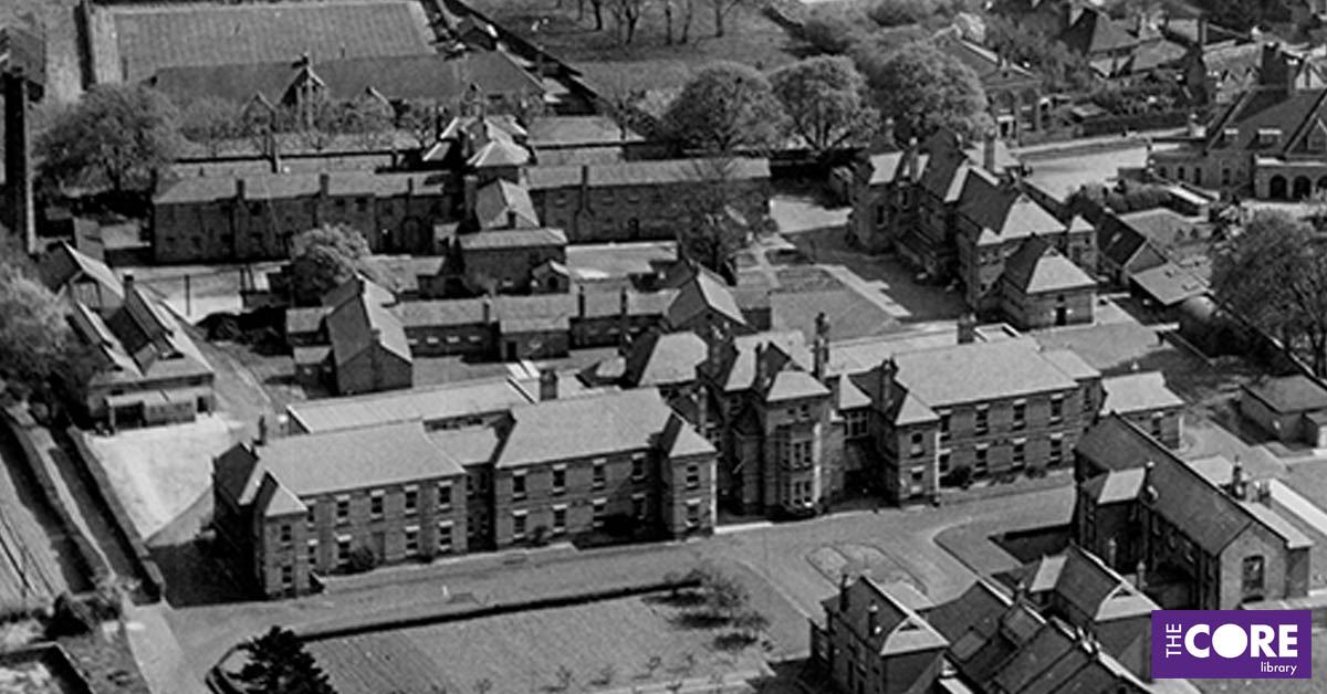 aerial photograph of workhouse buildings