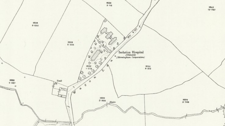 Map of Wagon Lane showing isolation hospital